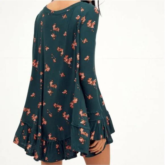 Free People Olivia Green Floral Print Tunic Dress - Picture 2 of 9